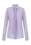 Camasa ELISABETTA FRANCHI, Long-sleeved lilac silk shirt with cuff detail