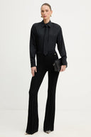 Camasa ELISABETTA FRANCHI, Cotton shirt with tie, Regular fit, Negru