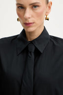 Camasa ELISABETTA FRANCHI, Cotton shirt with tie, Regular fit, Negru
