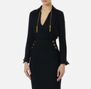 Camasa ELISABETTA FRANCHI, in georgette fabric with jewel details, Negru