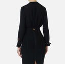 Camasa ELISABETTA FRANCHI, in georgette fabric with jewel details, Negru