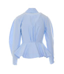 Camasa ELISABETTA FRANCHI, Cotton poplin shirt with flounce, Albastru 2