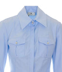 Camasa ELISABETTA FRANCHI, Cotton poplin shirt with flounce, Albastru 3