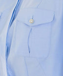 Camasa ELISABETTA FRANCHI, Cotton poplin shirt with flounce, Albastru 4