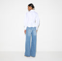 Camasa ELISABETTA FRANCHI, Cotton poplin shirt with flounce, Alb 5