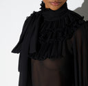 Camasa ELISABETTA FRANCHI,  georgette fabric with sash, Negru