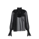 Camasa ELISABETTA FRANCHI,  georgette fabric with sash, Negru