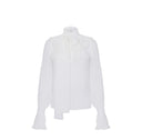 Camasa ELISABETTA FRANCHI,  georgette fabric with sash, Alb
