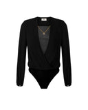 Body ELISABETTA FRANCHI, Bodysuit in viscose georgette fabric with necklace, Black