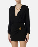 Body ELISABETTA FRANCHI, Bodysuit in viscose georgette fabric with necklace, Black
