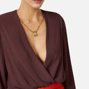 Body ELISABETTA FRANCHI, Bodysuit in viscose georgette fabric with necklace