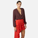 Body ELISABETTA FRANCHI, Bodysuit in viscose georgette fabric with necklace