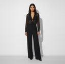 Body ELISABETTA FRANCHI, georgette fabric with jewel chain, Negru