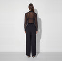Body ELISABETTA FRANCHI, georgette fabric with jewel chain, Negru