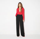 Body ELISABETTA FRANCHI, georgette fabric with jewel chain, Rosu