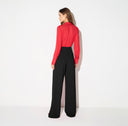 Body ELISABETTA FRANCHI, georgette fabric with jewel chain, Rosu