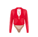 Body ELISABETTA FRANCHI, georgette fabric with jewel chain, Rosu