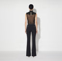 TOP ELISABETTA FRANCHI, in georgette and lace, Negru