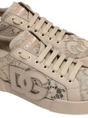 SNEAKERS DOLCE & GABBANA, Portofino Design, Lace Details, Sand Beige
