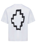 Tricou MARCELO BURLON, Multicolor Logo Brodat, Alb