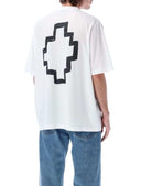 Tricou MARCELO BURLON, Multicolor Logo Brodat, Alb