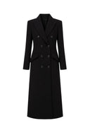 Palton ELISABETTA FRANCHI, Double-Breasted Long Coat Elisabetta Franchi in Viscose Blend with Lapels