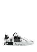 SNEAKERS DOLCE & GABBANA , Graffiti Printed Low-Top, New Tech leather, White