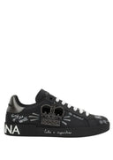 SNEAKERS DOLCE & GABBANA , Graffiti Printed Low-Top, New Tech leather, Black