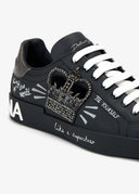 SNEAKERS DOLCE & GABBANA , Graffiti Printed Low-Top, New Tech leather, Black