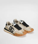Sneakers DOLCE & GABBANA, Nylon sneakers with lateral DG, Black and Beige