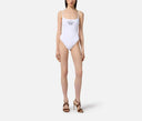 COSTUM DE BAIE ELISABETTA FRANCHI, One Piece, Black Logo Print, White