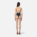 COSTUM DE BAIE ELISABETTA FRANCHI, One Piece, White Logo Print, Black