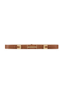 CUREA ELISABETTA FRANCHI, Leather belt with double buckle, Maro