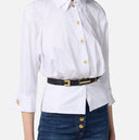 CUREA ELISABETTA FRANCHI, Leather belt with double buckle, Negru