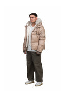 Geaca ALPHASTYLE Kudu Hooded Fur Jacket – Beige