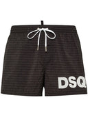 BERMUDE DSQUARED2, White Logo Print, Summer, Black