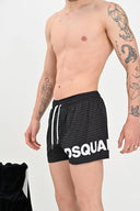 BERMUDE DSQUARED2, White Logo Print, Summer, Black