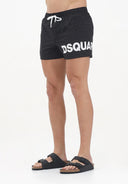 BERMUDE DSQUARED2, White Logo Print, Summer, Black