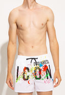 Short DSQUARED2, Splatter Print, Alb