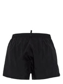 BERMUDE DSQUARED2, Swim. White Logo Print, Black