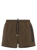 BERMUDE DSQUARED2, Swim, Black Logo Print, Green Olive