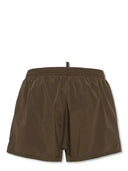 BERMUDE DSQUARED2, Swim, Black Logo Print, Green Olive