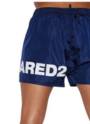 Short DSQUARED2, Logo lateral, Albastru