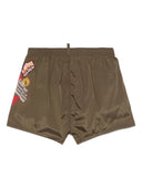 BERMUDE DSQUARED2, Swim, Stickers, Logo Print, Kaki