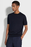 Tricou Zegna, Navy Blue Premium Cotton