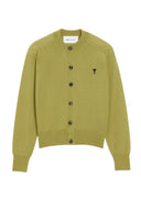 Cardigan AMI PARIS, Green Wool Crewneck Ami De Coeur Cardigan