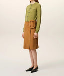 Cardigan AMI PARIS, Green Wool Crewneck Ami De Coeur Cardigan