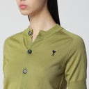 Cardigan AMI PARIS, Matcha Green Short-Sleeve Merino Wool Cardigan