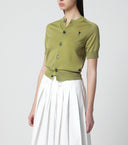 Cardigan AMI PARIS, Matcha Green Short-Sleeve Merino Wool Cardigan