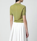Cardigan AMI PARIS, Matcha Green Short-Sleeve Merino Wool Cardigan